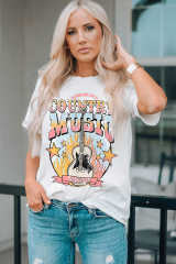White COUNTRY MUSIC NASHVILLE Graphic Tee LC25220128-1