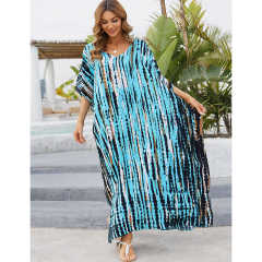 Aquamarine Tie Dye Loose Kimono Beach Cover TQK650092-45