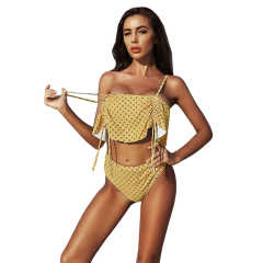 Yellow Floral Print Two-Piece Bikini Set TQK610155-7