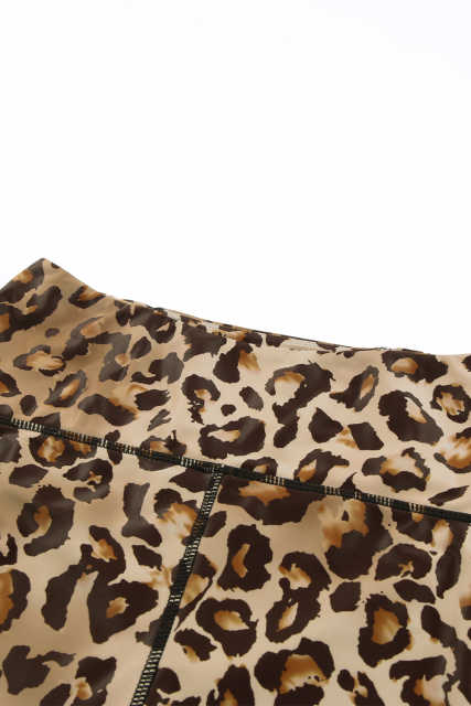 Leopard Mesh Cutout Patchwork Swim Shorts LC472303-20