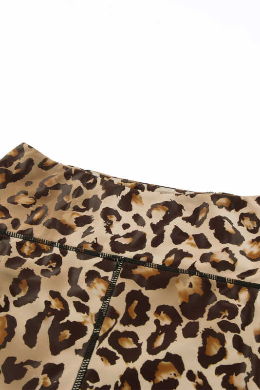 Leopard Mesh Cutout Patchwork Swim Shorts LC472303-20