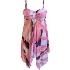 Pink Digital Print Pleated Swimdress Tankini Set TQV610002-10