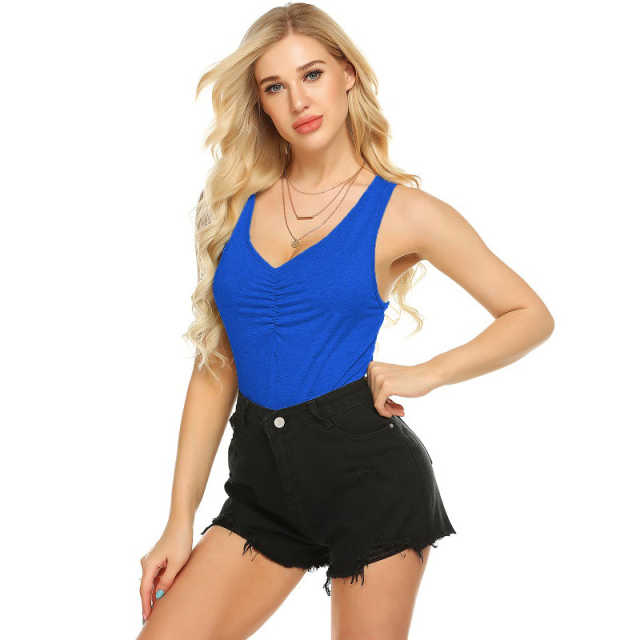 Blue Sleeveless Tank Bodysuit TQK550096-5