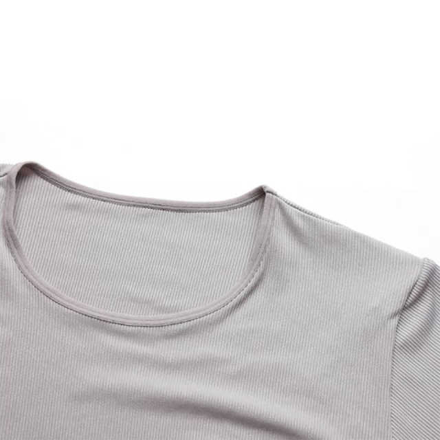 Light Gray Ribbed Round Neck Short Sleeve Bodysuit TQK550248-25