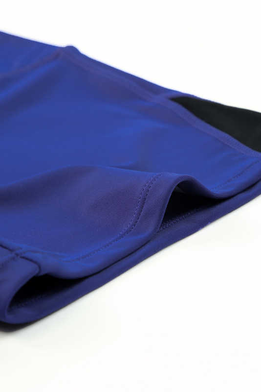 Blue Mesh Cutout Patchwork Swim Shorts LC472303-5