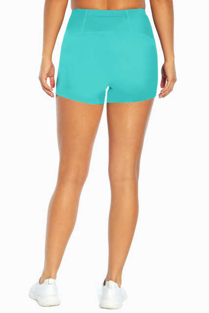 Green Mesh Cutout Patchwork Swim Shorts LC472303-9