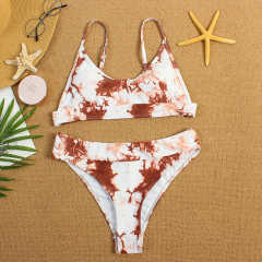 Coffee Two-piece Tie Dye Bikini TQK610175-15