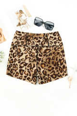 Leopard Mesh Cutout Patchwork Swim Shorts LC472303-20
