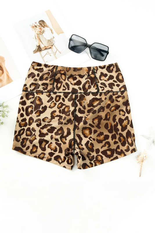 Leopard Mesh Cutout Patchwork Swim Shorts LC472303-20