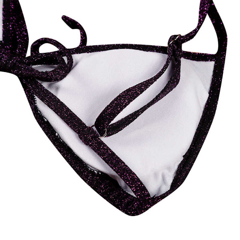 Purple Glitter Yarn Two-piece Bikini Set TQK610202-8