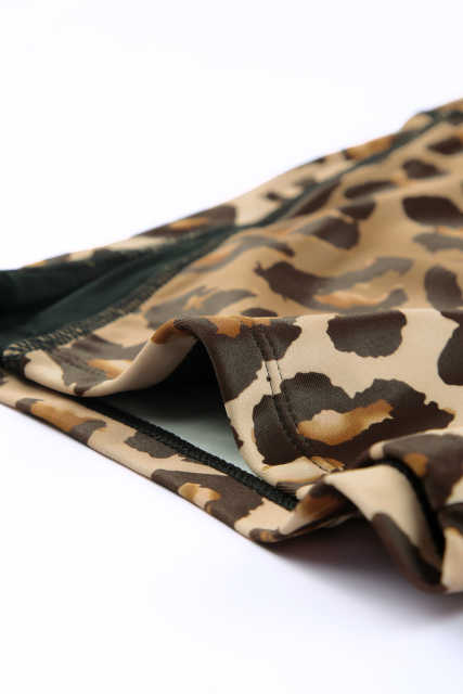 Leopard Mesh Cutout Patchwork Swim Shorts LC472303-20