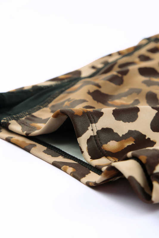 Leopard Mesh Cutout Patchwork Swim Shorts LC472303-20