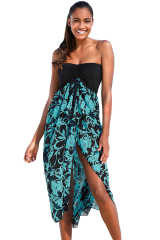 Black Turquoise Printed Beach Dress LC42159-5