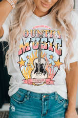 White COUNTRY MUSIC NASHVILLE Graphic Tee LC25220128-1