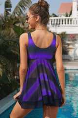 Purple Tie Dye Ombre Swimdress Tankini Set LC411706-8