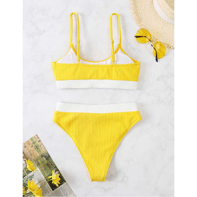 Yellow Splice Yellow 2 Piece Bikini Set TQK610268-7