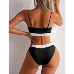 Black Splice Yellow 2 Piece Bikini Set TQK610268-2