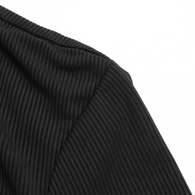 Black Mock Neck Cut-out Ribbed Long Sleeve Bodysuit TQV220133-2