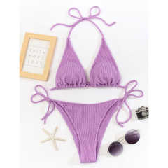 Purple Solid Triangle Bikini Set TQK610265-8