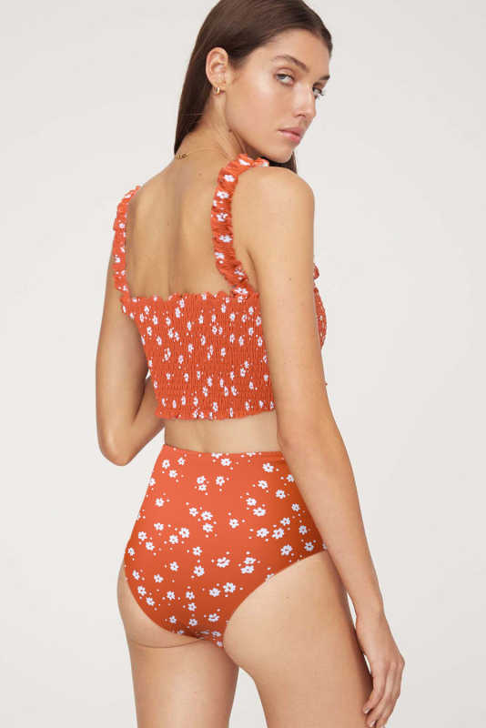 Orange Flower Smocked Swimsuit LC411672-14