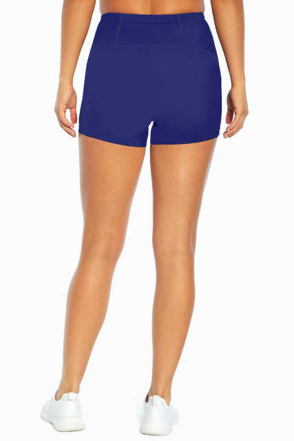 Blue Mesh Cutout Patchwork Swim Shorts LC472303-5