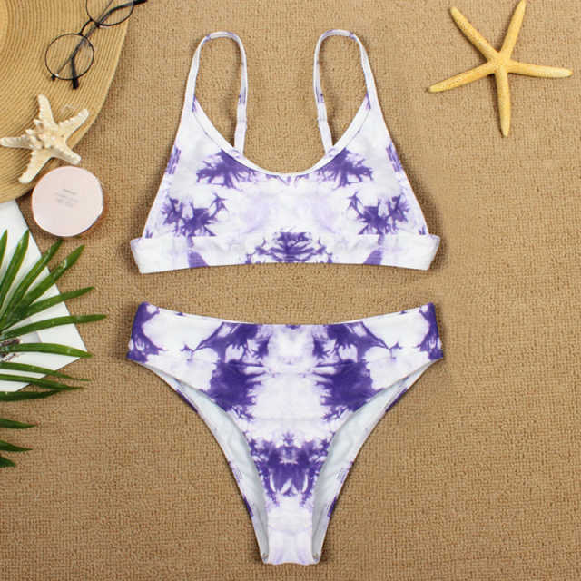 Purple Two-piece Tie Dye Bikini TQK610175-8
