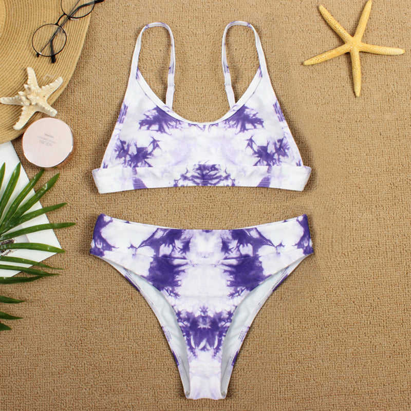 Purple Two-piece Tie Dye Bikini TQK610175-8