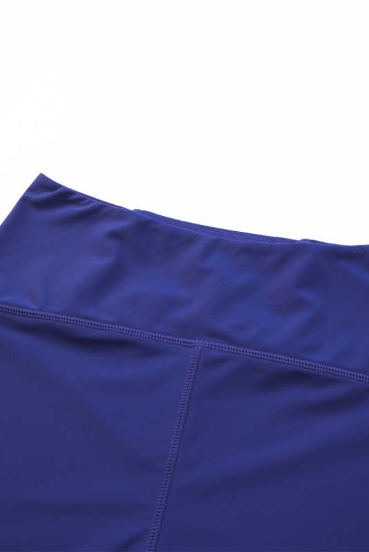 Blue Mesh Cutout Patchwork Swim Shorts LC472303-5