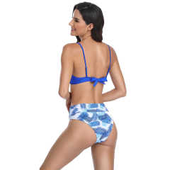 Blue Cute Bra with Print Bottom Bikini Set TQK610205-5