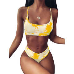 Yellow Two-piece Tie Dye Bikini TQK610175-7