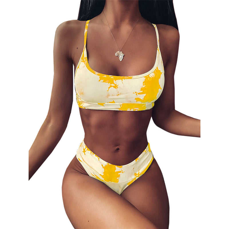 Yellow Two-piece Tie Dye Bikini TQK610175-7