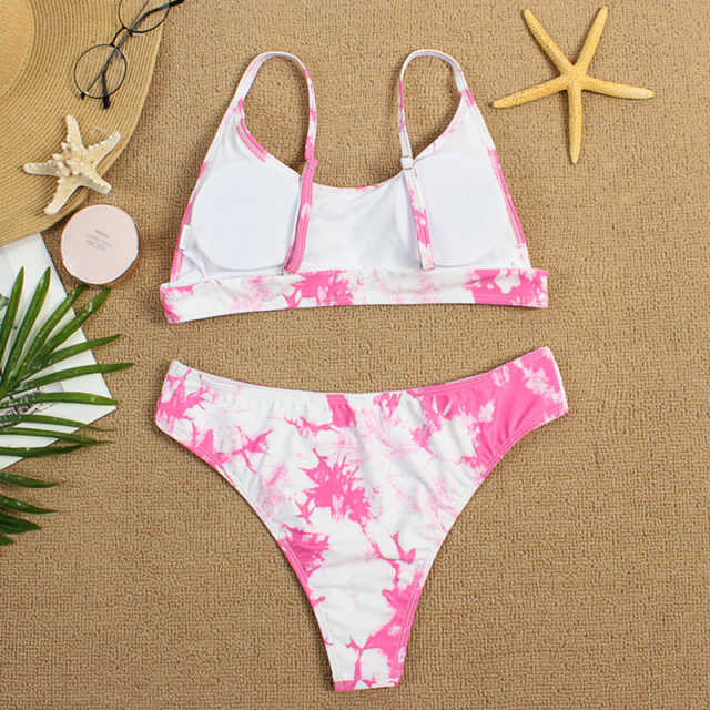 Pink Two-piece Tie Dye Bikini TQK610175-10
