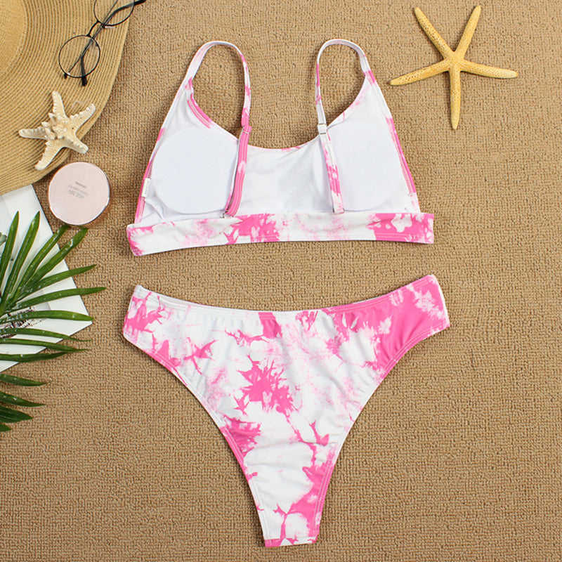 Pink Two-piece Tie Dye Bikini TQK610175-10