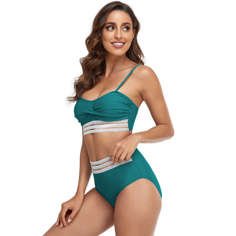 Aquamarine Twist Front Splicing 2pcs Bikini Set TQK610271-45