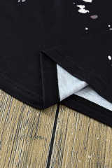 Black Blank Apparel- Bleached Dyed Print O-neck Graphic T Shirt LC25220612-2