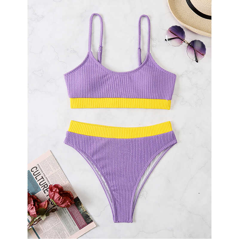 Purple Splice Yellow 2 Piece Bikini Set TQK610268-8
