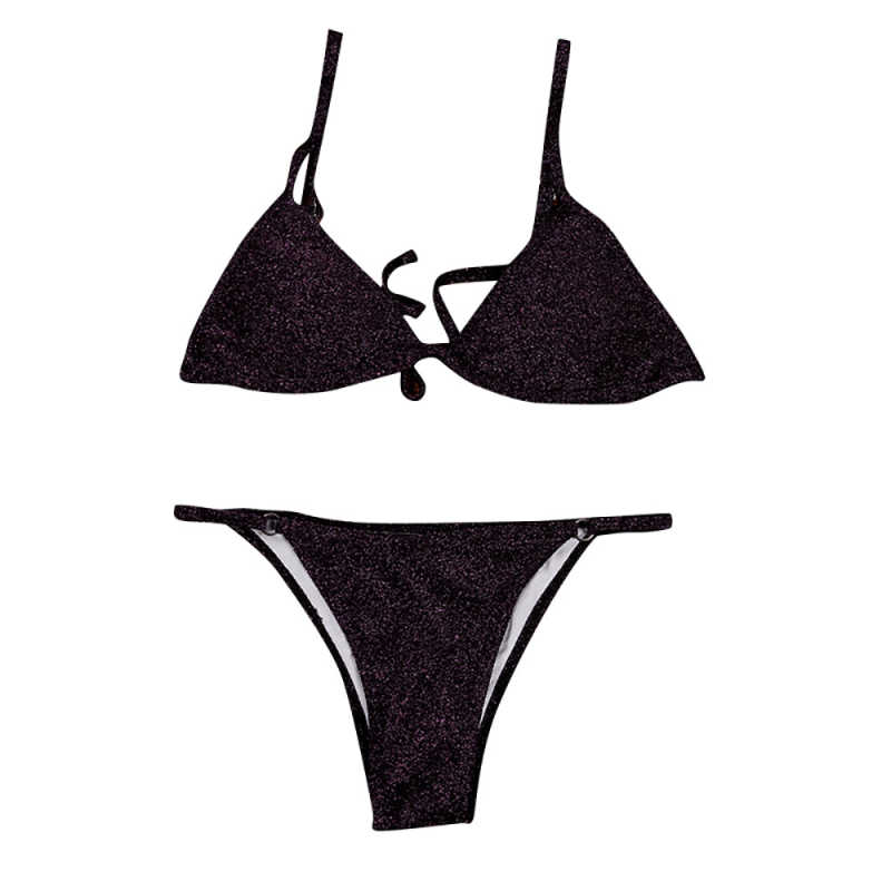 Purple Glitter Yarn Two-piece Bikini Set TQK610202-8