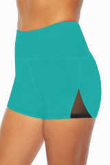 Green Mesh Cutout Patchwork Swim Shorts LC472303-9