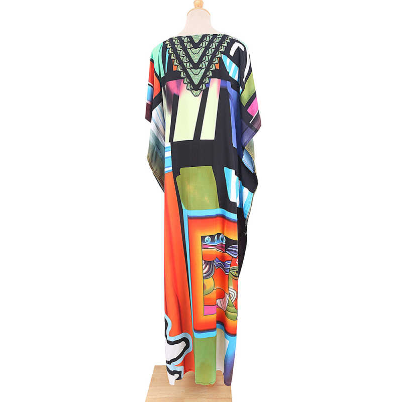 Black Graffiti Loose Beach Kimono Dress TQK650096-11