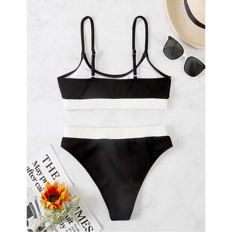 Black Splice Yellow 2 Piece Bikini Set TQK610268-2