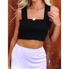 Black Slim Fit Crop Vest Top TQK250176-2
