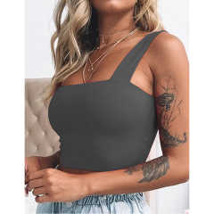 Dark Gray Slim Fit Crop Vest Top TQK250176-26