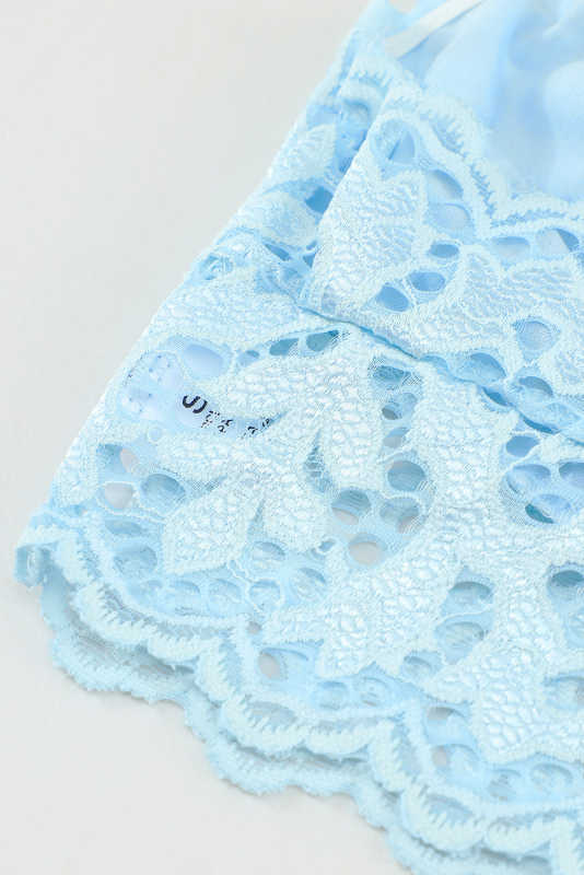 Blue Chunky Lace Bralette Crop Top LC253553-5