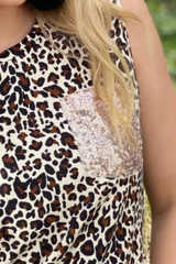 Sequin Pocket Leopard Tank LC256085-20