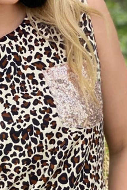 Sequin Pocket Leopard Tank LC256085-20