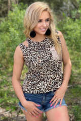 Sequin Pocket Leopard Tank LC256085-20