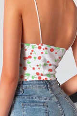 Cherry Print Crop Spaghetti Straps Camisole LC256900-1
