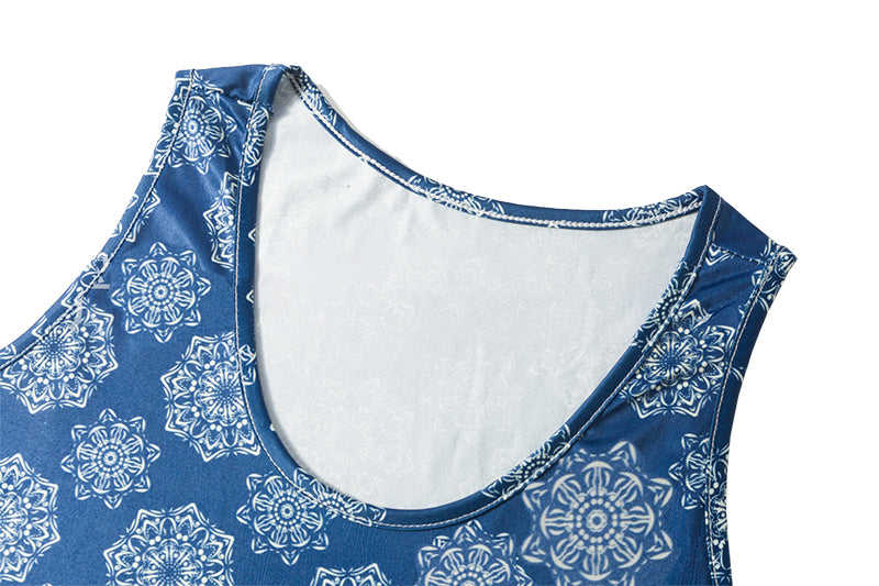 Navy Floral Print Tank Top GJZ0054-34