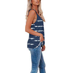 Navy Blue Stripes Adjustable Straps Tank TQK250139-34