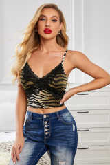 Leopard Print Sexy V Neck Spaghetti Strap Tank Top LC256345-20
